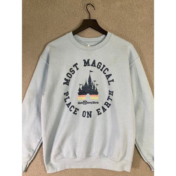 Disney Parks Unisex Blue Sweatshirt M Castle‎ Graphic Long Sleeve Pullover - Picture 3 of 7